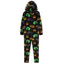 Minecraft Boys Fleece Hooded One-Piece Pajamas, Warm Fleece Hooded Loungewear Suit for Boys - Gifts for Gamers (Black/Multi, 7/8 Years)