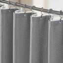 3 in 1 Shower Curtain Set, Waffle Shower Curtain and Liner Set with 12 Double Sided Shower Curtain Hooks, 258GSM Luxury Weighted Cloth Shower Curtains for Bathroom, 72 W x 72 H, Grey