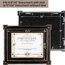 AELS 8.5 x 11 Diploma Frame for Wall and Tabletop Display, Vintage College Degree Document Certificate Frame with HD Glass, Fits 8.5 x 11 Certificates with Mat or 11 x 14 without Mat, Black with Gold