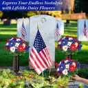 44 Heads Artificial Cemetery Flowers for Grave, 2 Bouquets UV Resistant Outdoor Grave Decorations Daisies, Red White Blue Patriotic Memorial Flowers for Veterans Outdoor Indoor USA 250th Anniversary