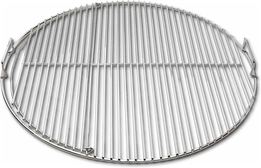 SnS Grills EasySpin Charcoal Grill Cooking Grate, 304 Stainless Steel, Large Hinged Opening, Perfect for 2-Zone Cooking, Replacement Grate Compatible with Weber & Other Grills - Fits 22 Kettles