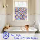 2 x SOMWISE Frosted Glass Window Privacy Film with Tools, Heat Blocking, Anti-UV, Anti-Glare, Static Cling, Decor for Home Bathroom Door, Renter Friendly, Removable, Reusable, Blue 45Inchx157Inch
