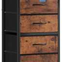 DUMOS 6 Drawers Dresser for Bedroom with Wheels, Fabric Storage Cabinet Organizer with Removable Fabric Bins, Sturdy Steel Frame for Living Room, Office, Entryway, Closets, Brown, 11.8"D x 15.7"W x 39.4"H