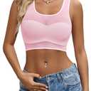 Avidlove Women's Mesh Tank Top Sexy Sheer See Through Sleeveless Vest Open Back Cutout Design Party Club Outfit Pink XXL (XXL)