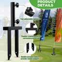 Pelopy 2 Pack Flag Spike Ground Stake 13.78'' Heavy Duty Ground Spike Flag Pole Holder Metal Stakes with Adjustable Knob Feather Flags Base Fits Poles with 1" Inner Diameter for Outdoor Lawn Garden