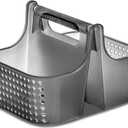 madesmart 2-Compartment Soft Grip Shower Tote for Bathroom Organization, Plastic Storage Shower Caddy Bucket, Small, Carbon