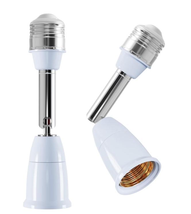 3 Pack E26/E27 Light Socket Extender 360° Adjustable Bending Degree, 4.5 Inch Extension for Light Bulb Cam celling fan light