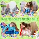 Funnymoom Easter Sensory Bin Filler Fine Motor Toys Include Tweezers 2 Scissors Clips 150 Pom Pom 30 Easter Wooden Bunny and Eggs 10 Sorting Cups for Easter Sorting Counting Training