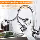 3 Pieces Kitchen Tap Head Fucet Aerator, 360 Degree Rotatable 3 Mode Adjustable Faucet Extender Kitchen Faucet Head Replacement for Bathroom Kitchen