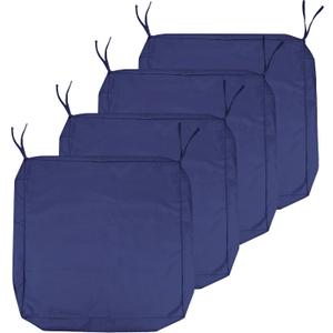 Outdoor Cushion Covers Replacement 19x19x3In, Patio & Sofa Cushion Covers with Handle & Adjustable Straps, Waterproof, Set of 4, Bavy Blue