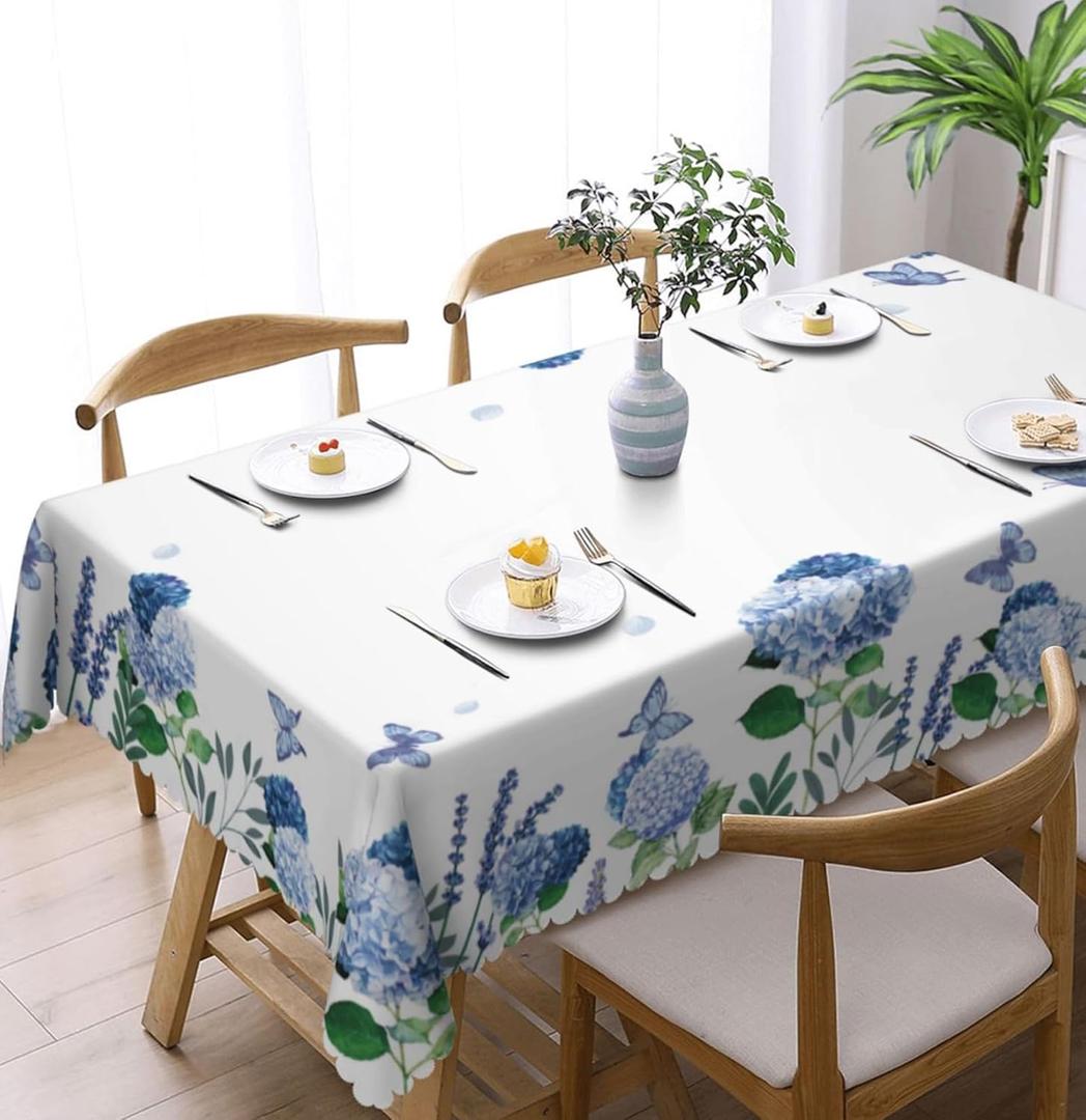 Oil-Resistant Tablecloth - Waterproof Washable Floral Design, 102x60 Inch Rectangular Table Cover for Kitchen Dining, Outdoor Picnic, Party, Home Decor