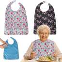Adult bibs for seniors, 2-Pack Waterproof Reusable Extra Large 35"x22", Dignity Bib for Elderly Assisted Living
