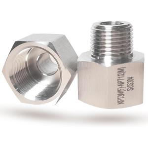 3/4 Inch Female to 1/2 Inch Male Reducer Adapter, 304 Stainless Steel NPT Thread Reducing Pipe Fittings Adapter, 1/2" MNPT X 3/4" FNPT Reducer Pipe Extension Connector(1/2 Male X 3/4 Female)