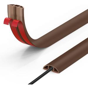 Eapele Floor Cord Cover 3 ft, Brown Floor Cable Cover Self Adhesive Cable Protector, Prevent Trip Hazard for Home Office or Outdoor Settings, Cable Cavity 0.47" (W) x 0.27" (H)