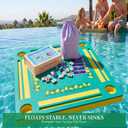 Floating Mahjong Table for Pool,32×32in Pool Float Game Board for Mahjong Poker Dominoes,Hot Tub Float Table with Tile Racks and Cup Holders for Adults,Summer Pool Party Accessories (Teal Lemon), 31.5 x 31.5 x 2.0 inches