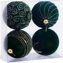Large Velvet Christmas Ornaments, 5.9" Green Velvet Christmas Ornaments Balls 4 pcs Decorative Baubles for Christmas Tree, Big Dark Grenn Xmas Balls for Holiday Yard Home Party Xmas Decoration