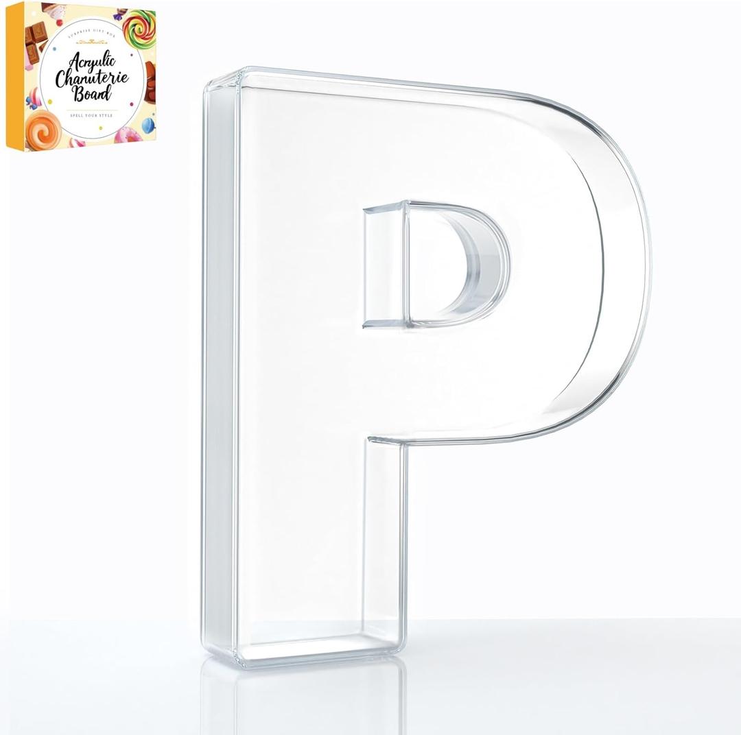 10" Acrylic Charcuterie Letters Fillable Tray, Reusable Alphabet Number Shaped Serving Plates for Charcuterie Board, Display Fruit, Candy, Cake, Party Decor, Birthday, Anniversary P