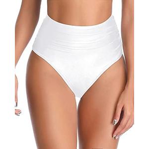 Tempt Me Women High Waisted Bikini Bottom Full Coverage Swimsuit Bottom, Size Medium