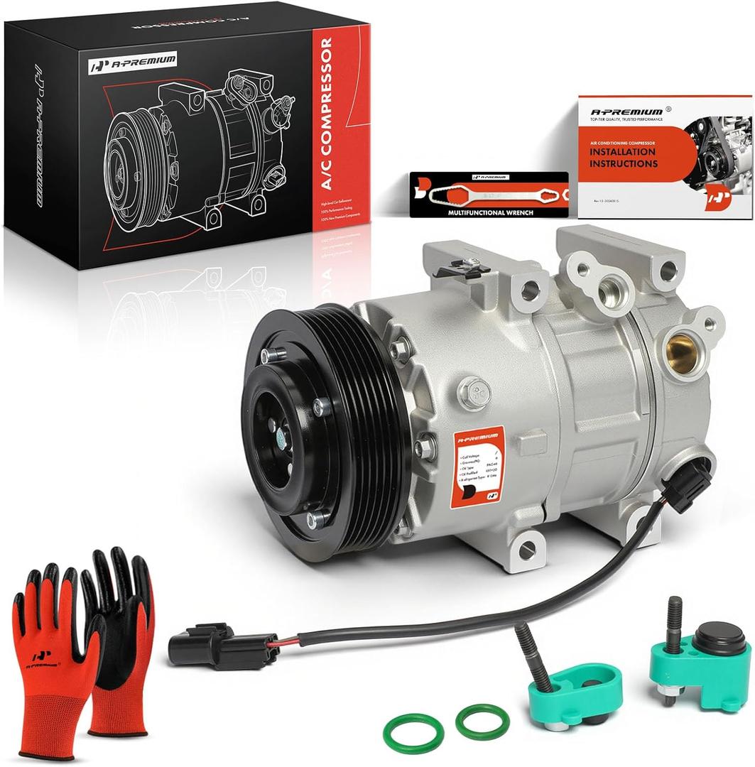 A-Premium Air Conditioner AC Compressor with Clutch Compatible with Hyundai Sonata 2.0L 2.4L 2011-2014, Kia Optima 2.0L 2.4L 2011, GAS