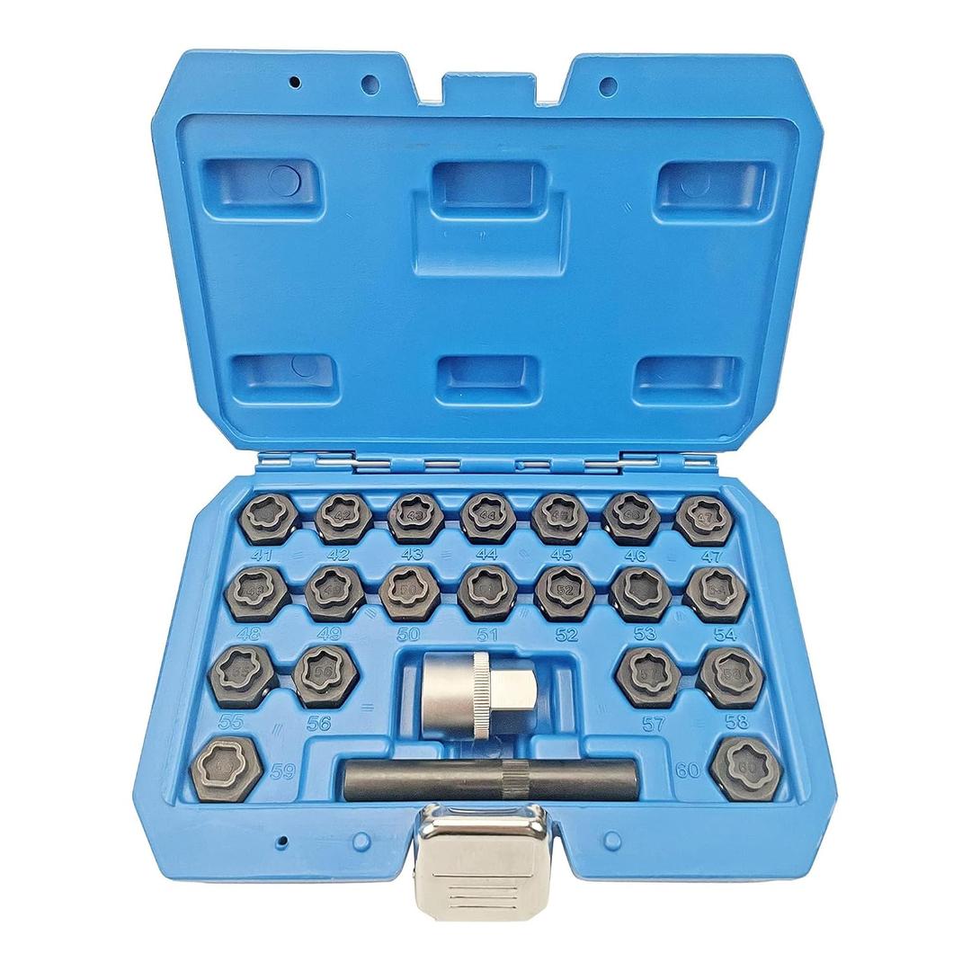 22PCS Wheel Locking Nut Key Kit Compatible with BMW Series, Wheel Lock Nut Socket Adapter Set, Anti-Theft Lug Removal Tool, Anti-Theft Screw Remover Repair Tool