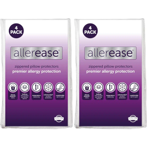 Set of 4 King AllerEase Pillow Protectors - Temperature Balancing,Allergist Recommended - Premium Breathable,Zippered Protectors,(Pack of 2)