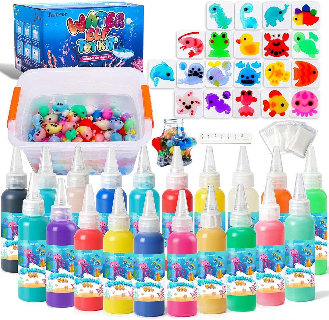 Teexpert Magic Water Elf Toy Kit - Aqua Fairy DIY Squishy Maker Craft Kit for Kids, Boys and Girls, 20 Magic Colors and Molds, Creative Arts and Crafts Gift for Christmas, Birthday, Ages 3+