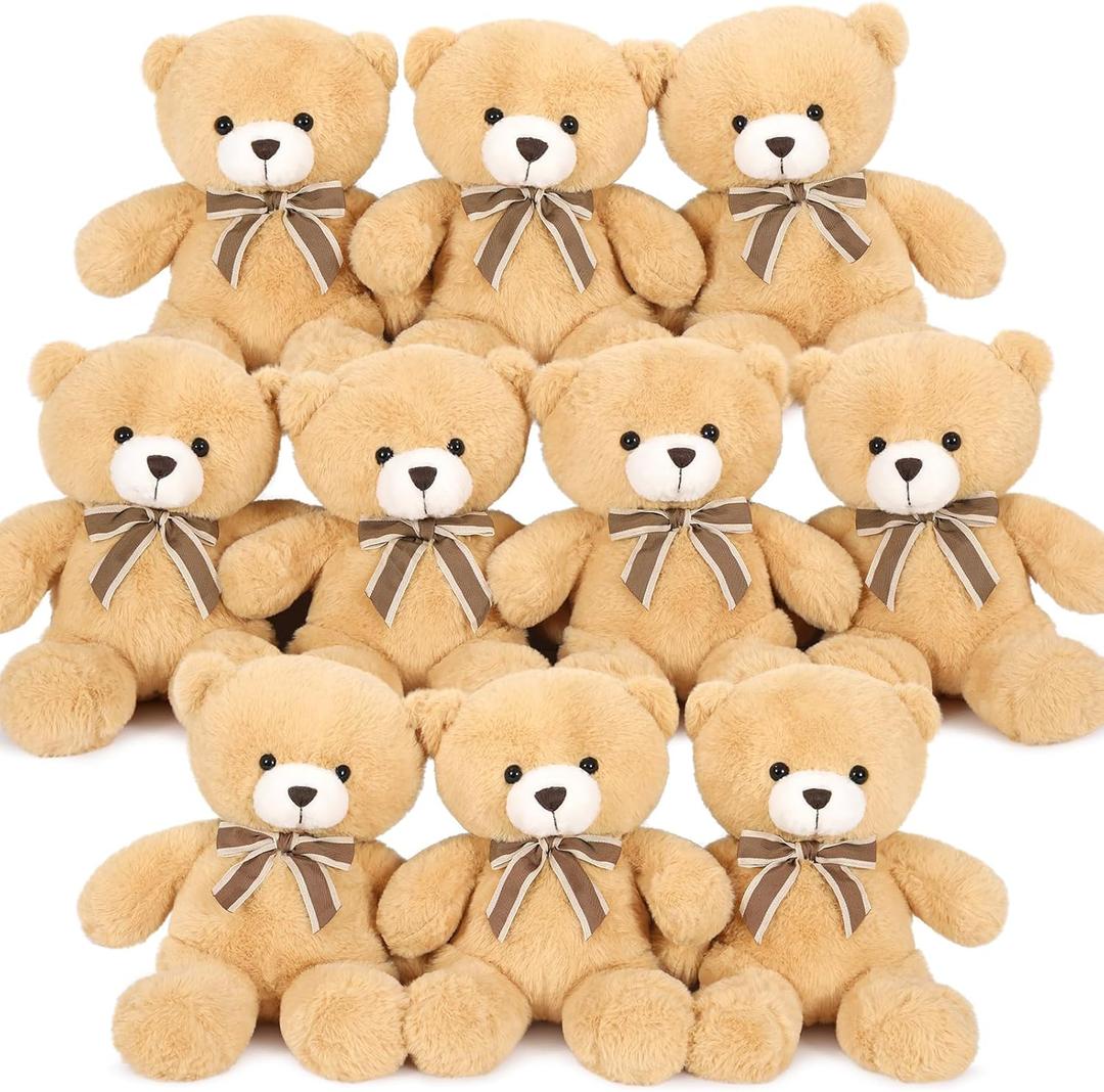 Tezituor Bulk Teddy Bears for Baby Shower, 10Pcs Teddy Bear Stuffed Animal Bulk, 12" Stuffed Bear Plush Toy for Wedding Birthday Christmas Party Decorations