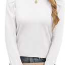 ANRABESS Womens Puff Long Sleeve Shirts Crewneck Fall Tops Basic Dressy Casual Blouses 2024 Trendy Outfits (XX-Large, White)