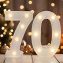 Decorative Led Light Up Numbers, 70th Birthday Decorations, Warm White Led Numbers Lights, Lighted Marquee Number Sign for Sweet 70th Party Decor