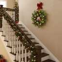 Lnymura 24 Inch Lighted Christmas Wreath Cat Sign Wreath with Timer Cedar Branches Pine Needles Red Berries and Holly Leaves Christmas Dcor Holiday Hanging Decoration for Door Wall Mantel