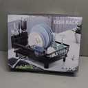 MOUKABAL Dish Drying Rack, Dish Rack, Stainless Steel Dish Racks for Kitchen Counter, Dish Drainer with Removable Utensil Holder, Drainboard (Black,13''W x 17''L)