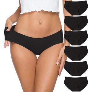 Altheanray Womens Underwear Cotton Underwear for Women Seamless Hipster Bikini Briefs Panties 3 Pack(3028S,Black)