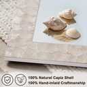 Autdot Rectangular Capiz Shell Framed Bathroom Mirror, 36" x 24" Coastal Wall Mount Mirrors, Natural Seashell Decorative Mirror for Living Room Foyer Entryway Decor, Vertical/Horizontal Hanging
