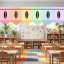 Irenare 6 Pcs School Classroom Curtains Back to Classroom Pastel Crayon Curtains 36" x 24" Pastel Colorful Decor for Kindergarten Preschool Daycare Primary School Bedroom Playroom Kid Room, 10.2"W x 11.8"L