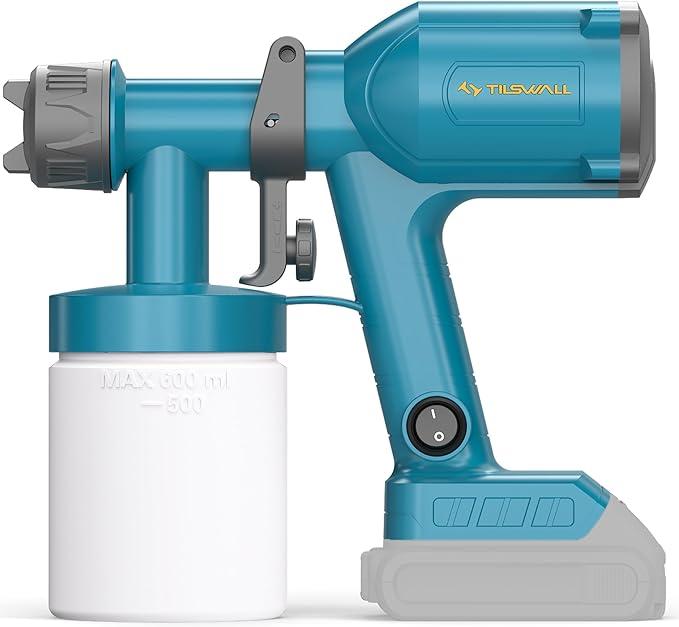 Tilswall Paint Sprayer, Cordless Paint Sprayer for Dewalt 20V MAX Battery, 3 Spray Modes for Fences, Sheds, Walls, Ceilings, Furniture, Cabinets, Garden & DIY, White (Battery Not Included)