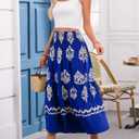 Happy Sailed Boho Long Skirts for Women Fashion Floral Print High Waisted A Line Flowy Maxi Skirt for Beach Vacation (Brown, L)