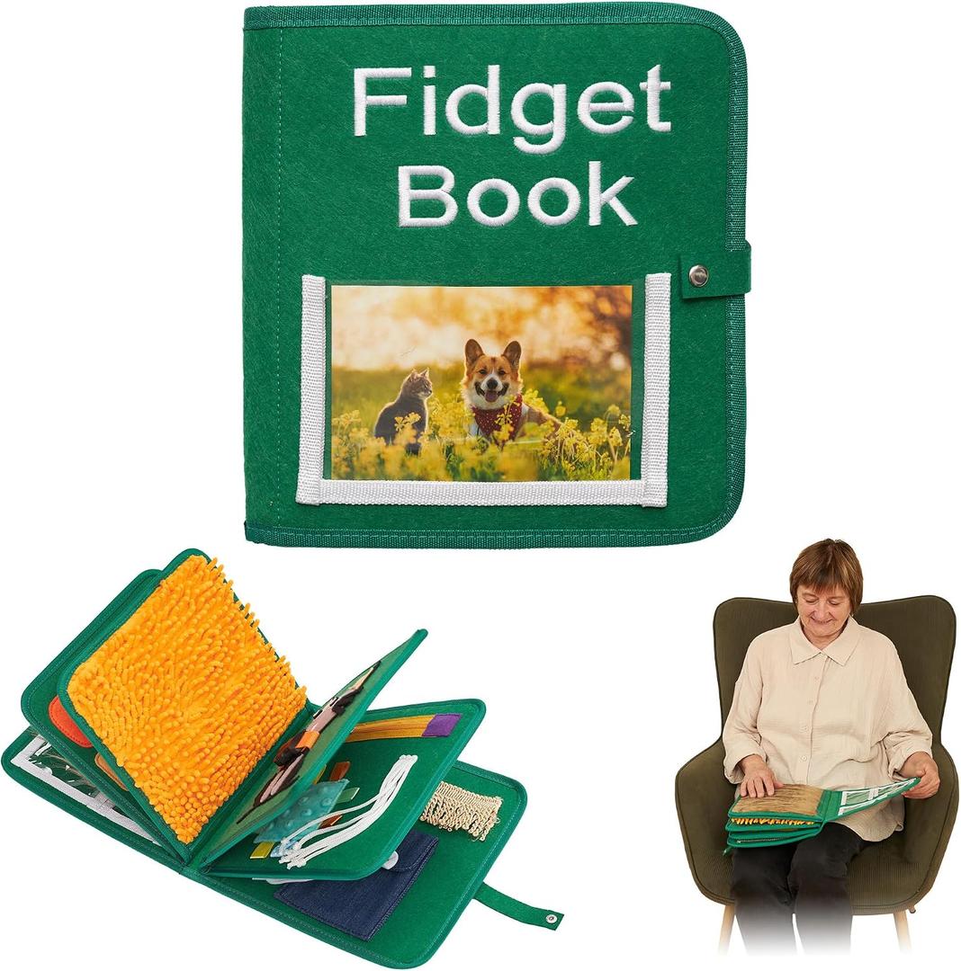 Fidget Book for Elderly | Fidget Blanket for Dementia | Dementia Products for Elderly | Gift, Activities and Fidget Toys for Seniors with Alzheimers or Dementia | Fidget Book v2