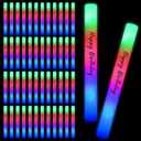 50 Pack Wedding Glow Sticks for Reception LED Foam Light up Sticks Light Stick Bulk with 3 Modes Colorful Flashing for Wedding Send Off Party Favors, Dance Floor, Birthday