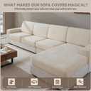 QIANMEW Couch Cushion Covers for Sectional and L Shaped Sofa, Stretch Soft Sofa Covers Washable Wear Resistant Slipcovers Furniture Protector Pet-Friendly (2 Seaters Covers+1 Chaise Cover, Ivory)