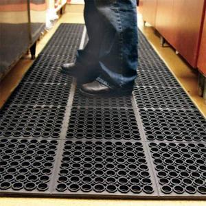 Commercial Rubber Floor Mats 3FT x 5FT Anti-Fatigue Rubber Matting with Drainage Holes Heavy Duty Doormat for Restaurant Industrial Garden Bar Bathroom Indoor Outdoor Wet Area