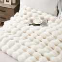 Cute Cozy Comfy Shaggy Furry Blanket, (Cream White 4/5 FT )