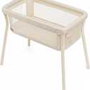 Chicco LullaGo Anywhere Lightweight Portable Bassinet w/Carry Bag Waterproof Mattress & Fitted Sheet, Space-Saving Fold, Zip & Wash Fabrics, Storage Pocket, Snap-On Legs For Fast Setup, Cream