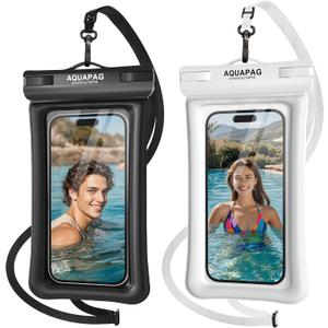 NEPHI IPX8 Floating Waterproof Phone Pouch 2 Pack-Up to 8.0"Floating Phone Case for iPhone Andriod, Dry Bags for Vacation Beach Pool Kayak Cruise Travel Essentials (Black White 2 Pack)