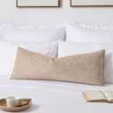 Kevin Textile 14x36 Inch Long Lumbar Cover 1 Pack Soft Boucle Textured Decorative Waterproof Rectangle Cushion Elegant Accent Pillows for Couch Sofa Chair Bed Home Decor Indoor Outdoor Khaki