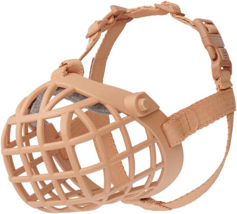 Baskerville Wide Fit Muzzle - For large broad nosed dogs, Boxer, Rottweilers, Breathable, Dog can Pant and Drink, Prevents Biting, Dog Training Muzzle for Medium and Large Dogs (Size 1)