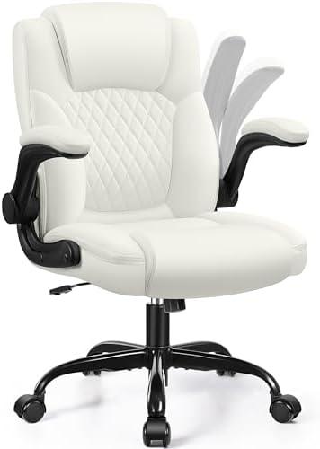 Leather Office Chair, PU Home Computer Desk Chairs with Ergonomic Back Support, 360°Swivel Free,Small Gaming Chair with Wheels and Adjustable Armrests, for Short People Use