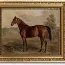 ARPEOTCY Vintage Gold Framed Horse Wall Art, Bedroom Bathroom Living Room Classic Horse Picture Wall Decor, Canvas Prints, Antique Picture Frame Rustic Paintings Home Farmhouse Decor, 8x10 Inch