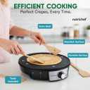Nutrichef Electric Crepe Maker Pan & Griddle | 12 Inch Nonstick Cooktop | LED Indicators & Adjustable Temperature Control | Includes Spatula, Batter Spreader | Cooks Crepes, Roti & Pancakes