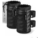 GEARV 2Pack Cup Holder for Bike, Scooter and Wheelchair, Water Bottle Holder for UTV/ATV, Walker, Golf Cart and Beach, Universal Drink Holder Accessories with Net Pocket and Cord Lock (Carbon Fiber)
