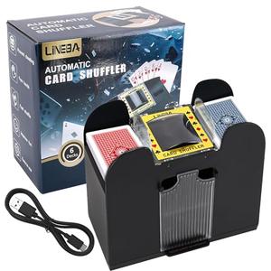 Lineba Automatic Card Shuffler 6 Deck Heavy Duty Electric Card Shuffler, USB/Battery-Operated Casino Playing Card Shuffler for Card Games